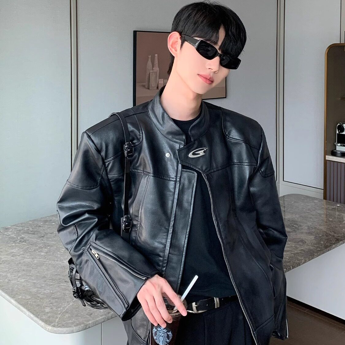 【网7】男宽松潮男短款垫肩夹克外套A079-8552-P75，男装夹克，电商A079