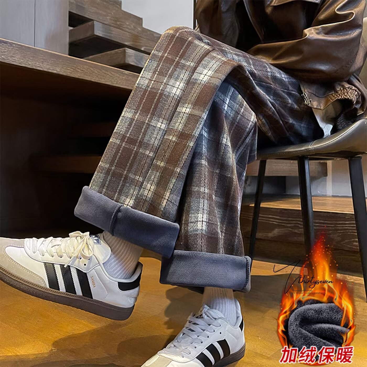【002】格子裤子男春秋加绒A079-A8081加绒-P44,男装卫衣,电商A079