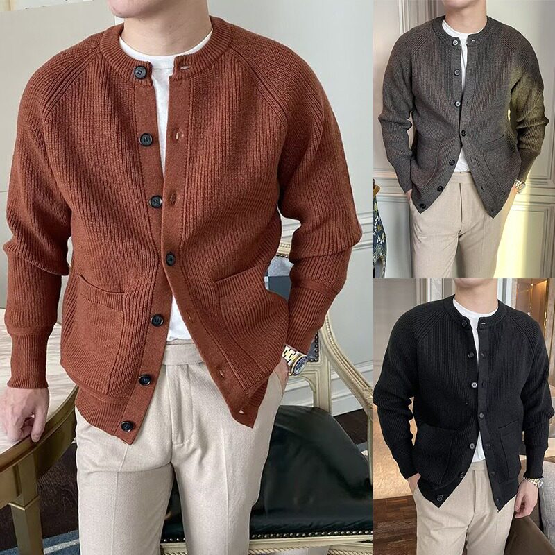 【2】秋冬新款开衫针织衫毛衣男秋冬圆领外套A079-MY214-P60，男装针织衫/毛衣，电商A079