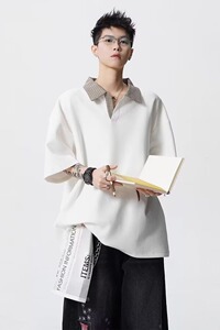 [012]拼接短袖polo衫男女款夏翻领t恤正肩半袖 A079-T65-P29图片