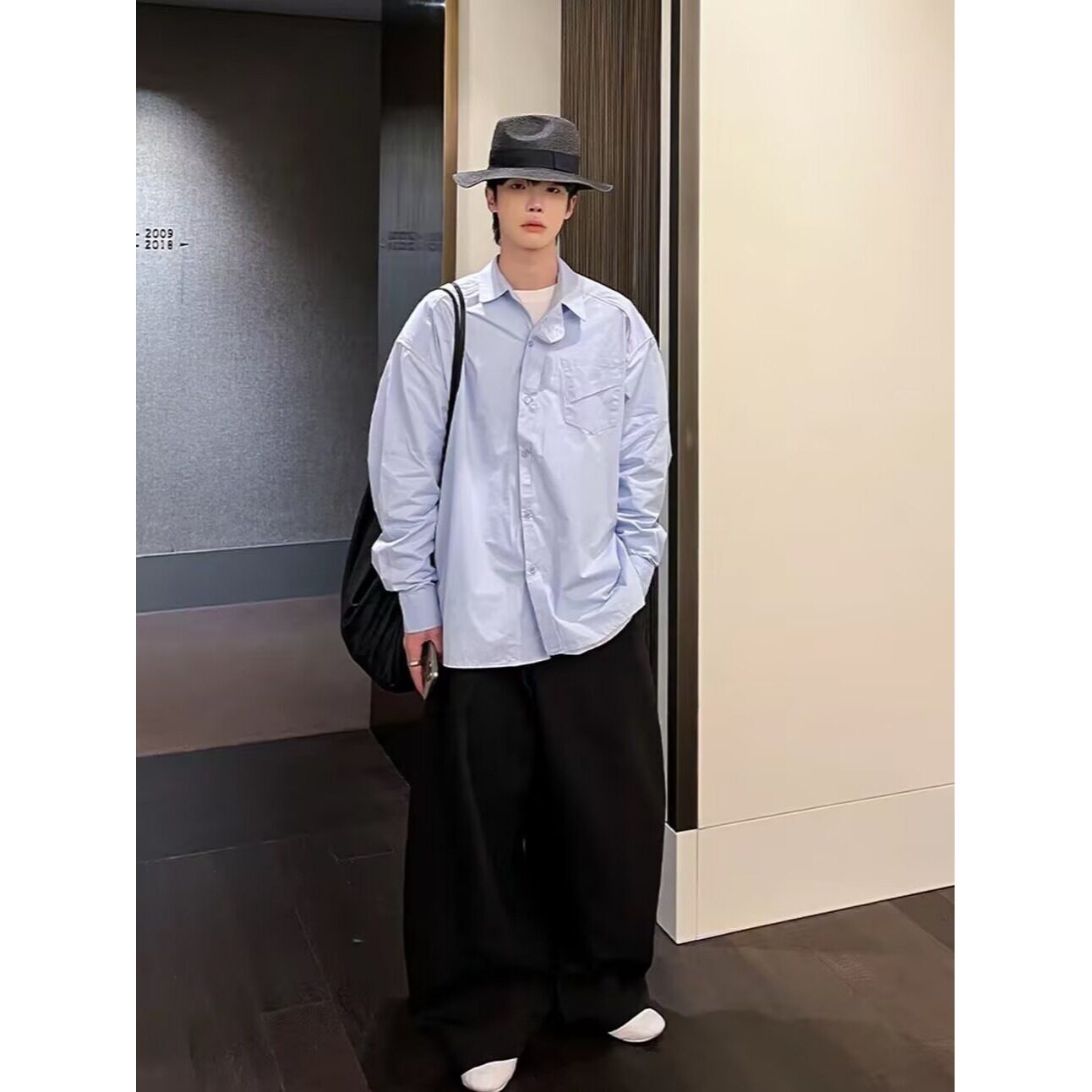 【256】2025宽松长袖外套潮流休闲百搭白衬衣A079-CS209-P34,男装衬衫,电商A079