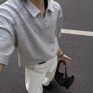 [012]纯色翻领T恤男女长袖T恤polo衫情侣装A079-D910-P30图片