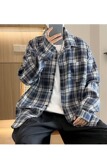 【网图有货14】宽松格纹衬衣外套休闲A079-RS127-P28，男装衬衫，电商A079
