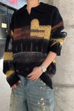 [7]撞色翻领针织衫男女秋季宽松b休闲套头毛衣潮A079-MY9576-P57，男装针织衫/毛衣，电商A079