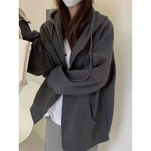 【213】纯色外套新款春秋冬韩系宽松连帽卫衣A079-A2201加绒-P53图片