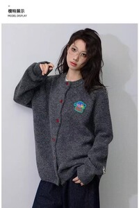 【网13】卡通刺绣针织开衫毛衣男女款宽松A079-M5113-P57图片