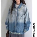 [008]牛仔外套男女文艺宽松花卉刺绣夹克上衣A079-JK8973-P68，男装工装外套，电商A079
