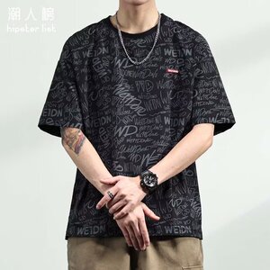 [003圆领满印短袖T恤男士夏宽松休闲大码半袖凉感A079-T281-P30图片
