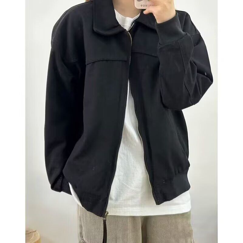 夹克男士冬季简约宽松休闲百搭撞色翻领外套潮流A079-D73-P57，男装夹克，电商A079