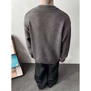 【网41】撞色灰色圆领针织毛衣男A079-M5807-P55图片