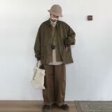【281】外套工装男女同款圆领复古麂皮绒夹克A079-JK215-54，男装夹克，电商A079