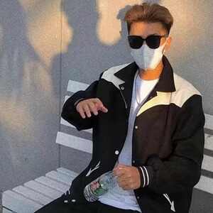 【网61秋季撞色拼接棒球服外套男宽松休闲百搭夹克A079-W702-P44图片