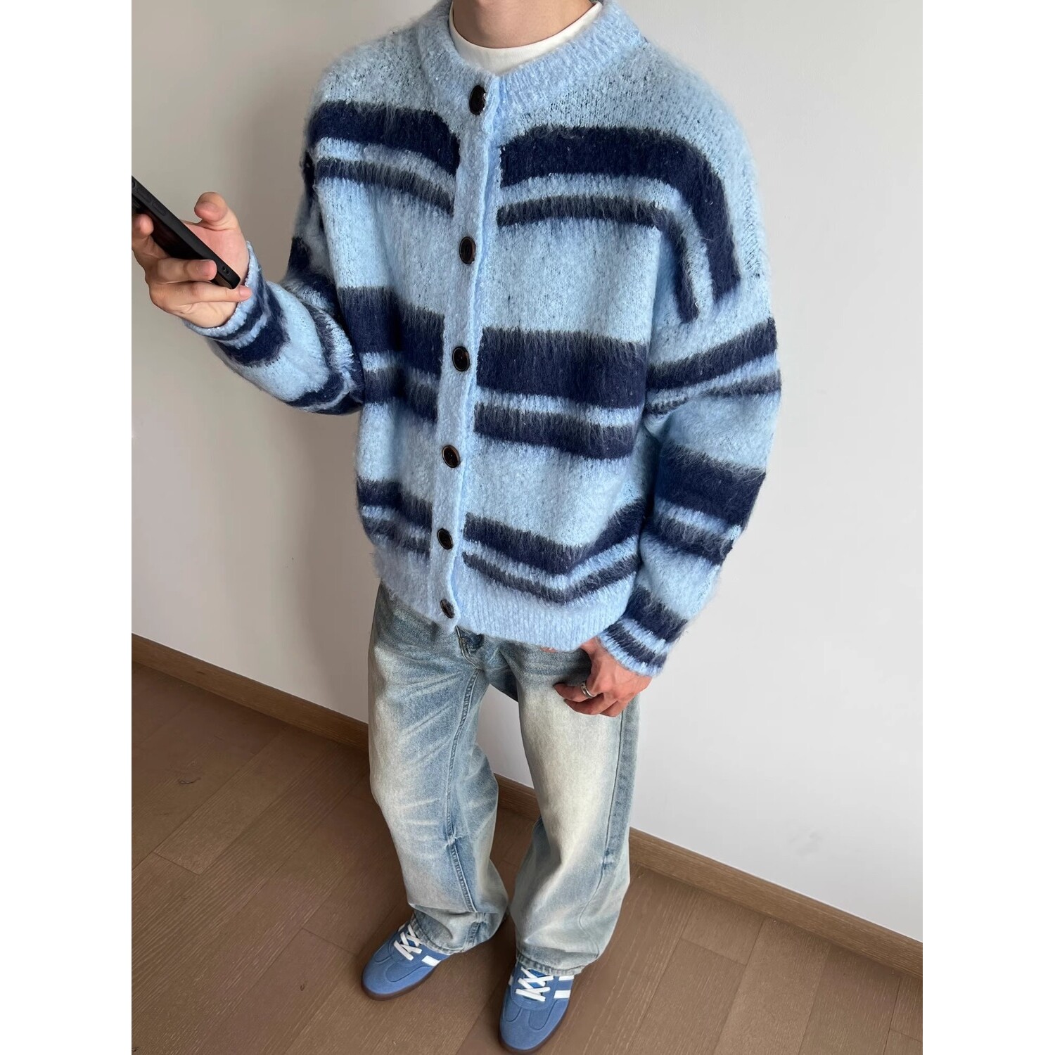 【网7】毛衣开衫外套男女秋冬季氛围感针织衫A079-MY9564-P63，男装针织衫/毛衣，电商A079