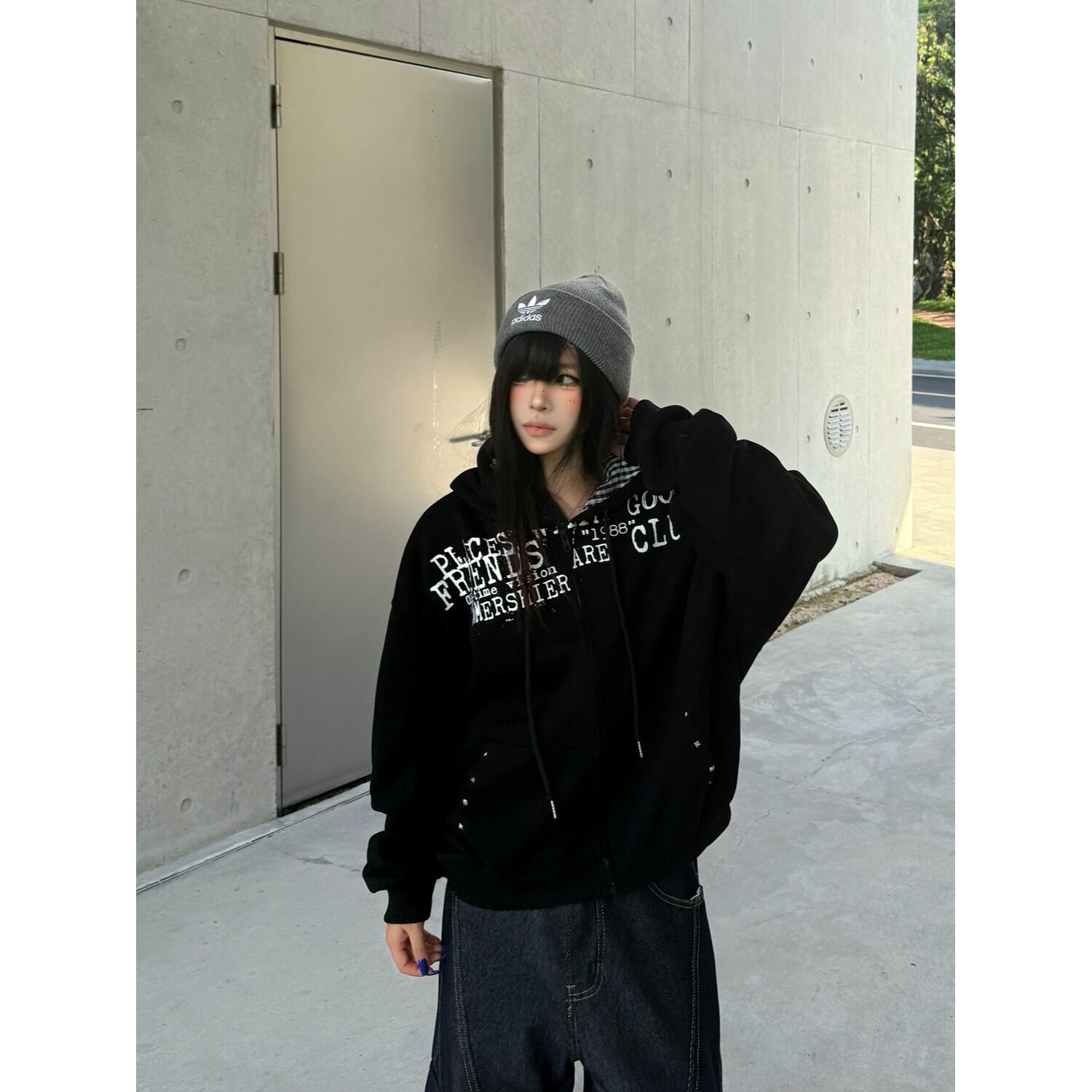 【8】开衫连帽卫衣男女秋冬新款宽松情侣拉链外套A079-A254-P57图片