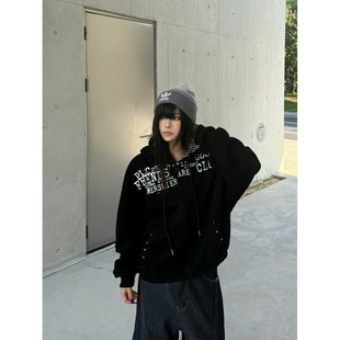 A254 开衫 宽松情侣拉链外套A079 P57 连帽卫衣男女秋冬新款