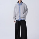 【网58】美式开衫卫衣男宽松简约百搭上衣翻领外套A079-W70-P44，女装短外套，电商A079