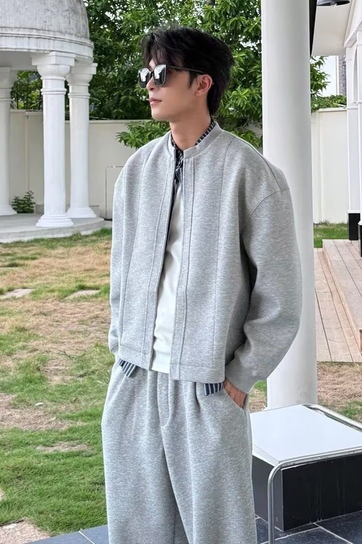 [004]假两件条纹拼接开衫卫衣男宽松情侣休闲外套A079-J56-P56,女装短外套,电商A079