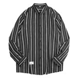 [006]条纹衬衫男士休闲长袖衬衣宽松外套A079-U6642-P35，男装衬衫，电商A079