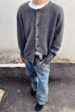 【网52】25宽松圆领针织开衫男外套A079-M275-P55，女装短外套，电商A079