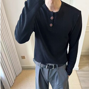 [003]长袖T恤正肩亨利领上衣休闲百搭男女 A079-W322-P57图片