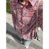 【网3】刺绣格子衬衫男女秋季长袖翻领衬衣A079-CS106-P42，男装衬衫，电商A079