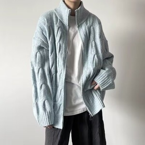 【网58】春秋款独特麻花拉链开衫毛衣A079-D81-P64图片