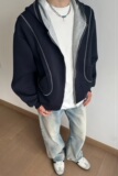 [【网138】开衫连帽卫衣外套男女宽松基础百搭A079-W138-P55，女装短外套，电商A079