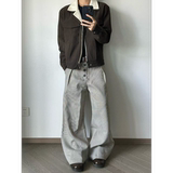 【265】千鸟格复合打褶排扣a字阔腿西裤A079-K392-P43，男装西裤，电商A079