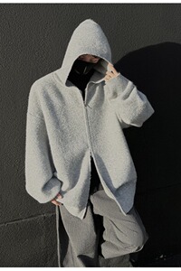 【226】秋冬连帽开衫男女宽松纯毛衣外套A079-MY628-P55图片