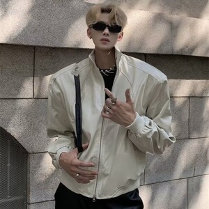 【77时尚】25休闲皮立领垫肩机车服夹克男装A079-PJK48-P64图片