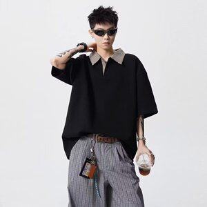 [012]拼接短袖polo衫男女款夏翻领t恤正肩半袖 A079-T65-P29图片