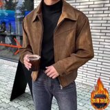 【网14】短款宽松翻领加绒拉链A079-JK33-常规58加绒68，男装卫衣，电商A079