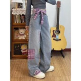 【104】休闲拼接蝴蝶结格子贴布牛仔裤A079-M608-P57，男装牛仔裤，电商A079