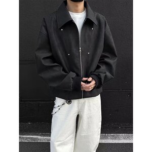 [001]翻领皮衣外套春秋季哈潮流百搭休闲男女款外套A079-259-P75图片