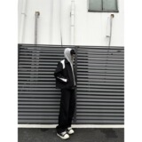【001】夹克外套黑白拼接褶皱夹克A079-J06-P66，男装夹克，电商A079