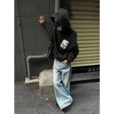 【网8】做旧贴布连帽卫衣男女秋冬宽松A079-T19-P60，男装卫衣，电商A079