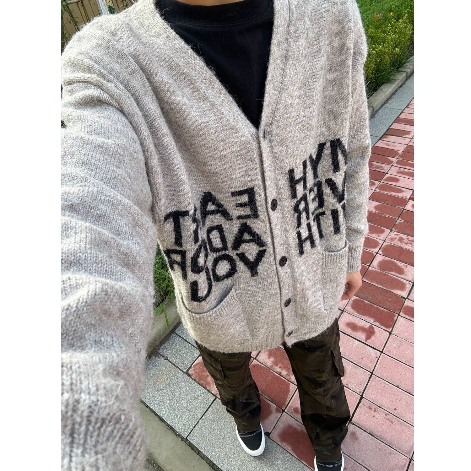 【7】25字母提花V领开衫毛衣男女秋季A079-9816-P56图片