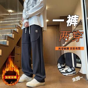 【235】休闲裤男款卫裤运动宽松直筒阔腿长裤A079-K170加绒-P38图片