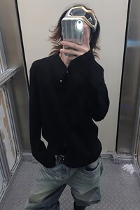 【218】休闲针织弹力白色男款百搭立领长袖打底休A079-T50-P48图片