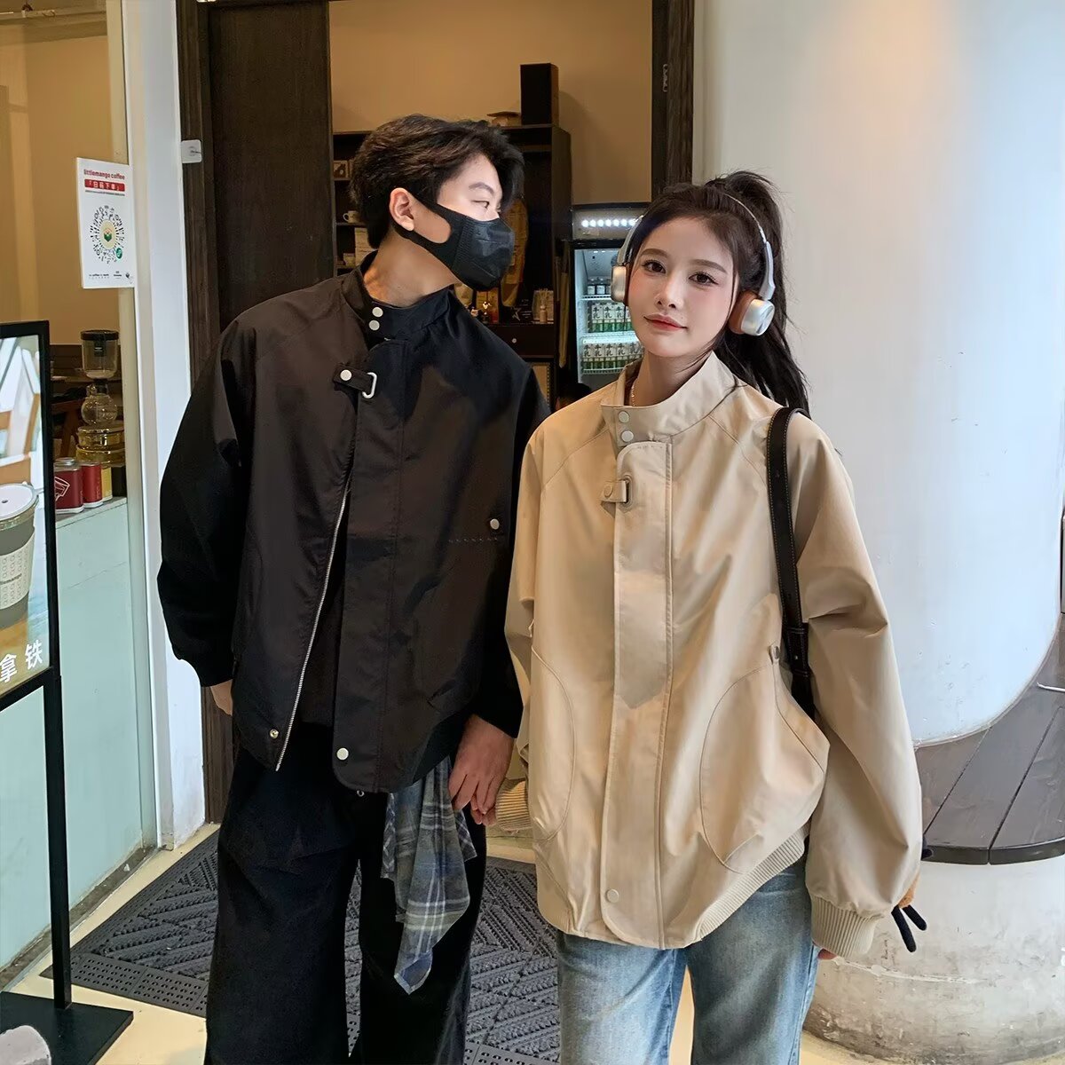 【网23】情侣外套春秋季2025新款冲锋夹克上衣服A079-J430-P59,女装短外套,电商A079