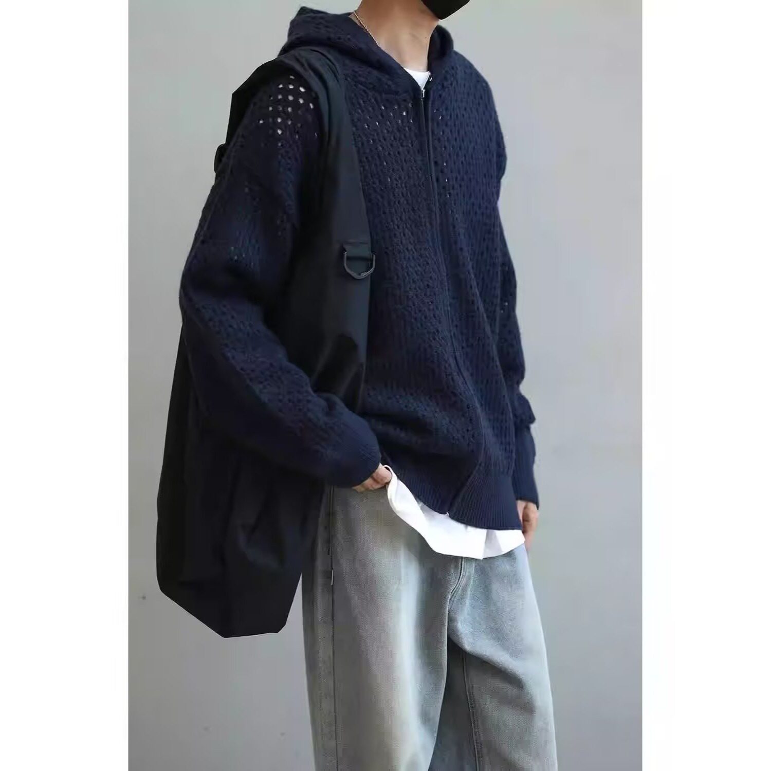 【网2】25连帽毛衣外套男宽松长袖开衫A079-YM92-P44,男装针织衫/毛衣,电商A079