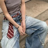 【119】牛仔裤男女做旧宽松显瘦垂感拖地裤A079-9015-P54，男装牛仔裤，电商A079