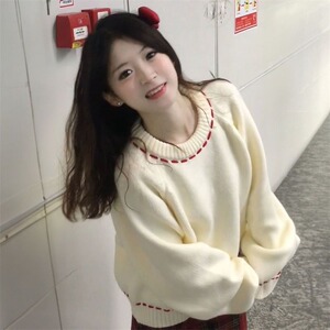 【243】圆领套头毛衣女冬季新款软糯百搭针织衫A079-6188-P55图片