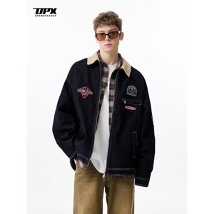 【网75】款灯芯绒翻领机车绣花牛仔外套A079-F4901-P72图片
