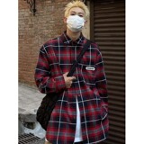 【001】长袖衬衫男士休闲宽松大码格子衬衣A079-C272-P49，男装衬衫，电商A079