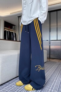 【网97】25刺绣三条杠卫裤男秋季潮牌宽松运动长裤A079-K191-P34图片