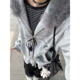 【网8】2冬新款宽松字母印花拉链开衫外套A079-A261-P62，女装短外套，电商A079