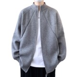 【219】针织开衫外套男秋冬季宽松立领情侣款毛衣A079--M03-P54，男装针织衫/毛衣，电商A079