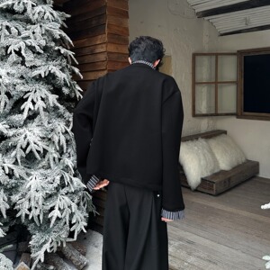 【7】假两件条纹拼接衬衫卫衣男款翻领A079-WY735-P52图片
