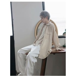 【079】长袖竖条纹衬衫男痞帅休闲衬衣A079-CS6322--P39图片